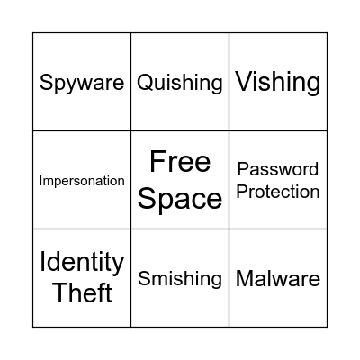 Online Scams Bingo Card