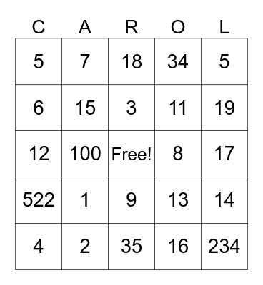 Birthday Bingo Card