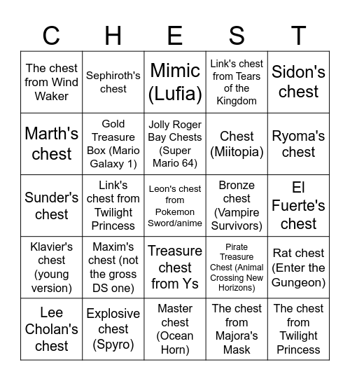 Nintenrock's Best Chest's Bingo [Round 2] Bingo Card