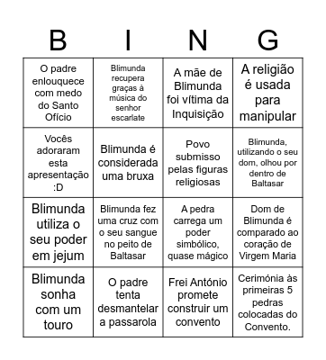 Memorial do Convento Bingo Card