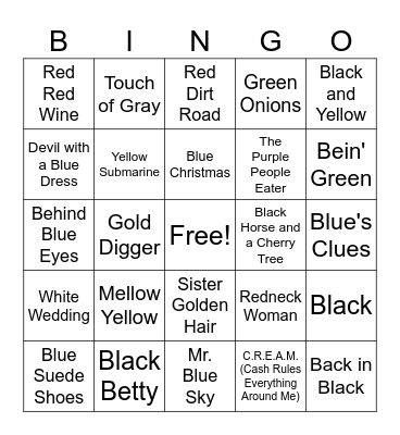 Colors Bingo Card