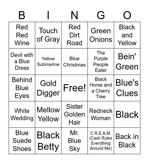Colors Bingo Card