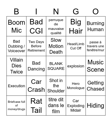 B-Movie Bingo Card