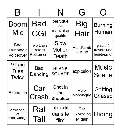 B-Movie Bingo Card