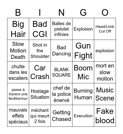 B-Movie Bingo Card