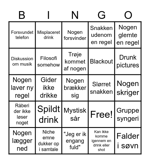 1 slot = 1 shot or 3 slurke for ALLE Bingo Card