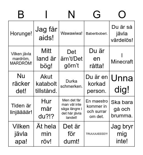 Axel-Bingo Card