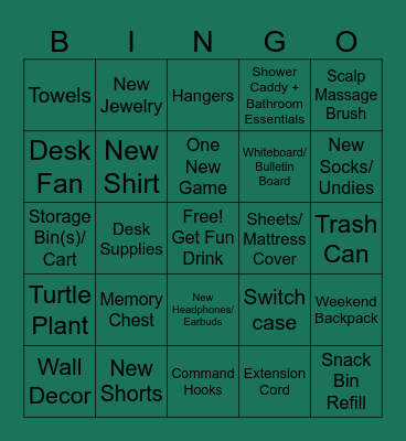 Shopping Bingo Card