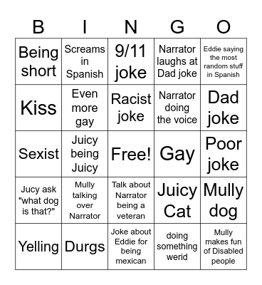 The boys Bingo Card