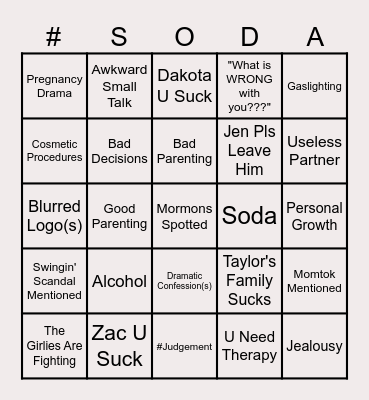 Mormon Wives Season 2! Bingo Card