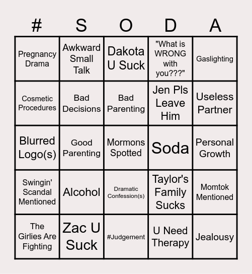 Mormon Wives Season 2! Bingo Card