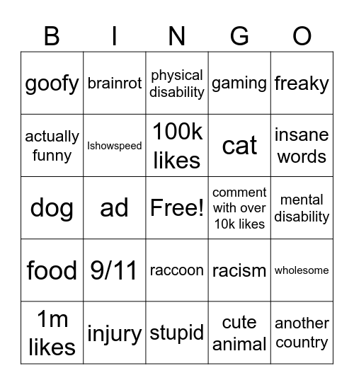 insta bingo Card