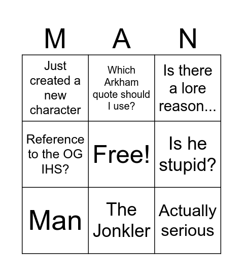 r/BatmanArkham Bingo Card