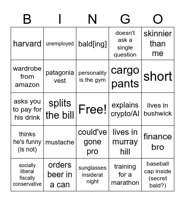 Dating in NYC Bingo Card