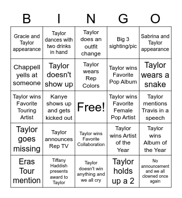 AMAs BINGO Card