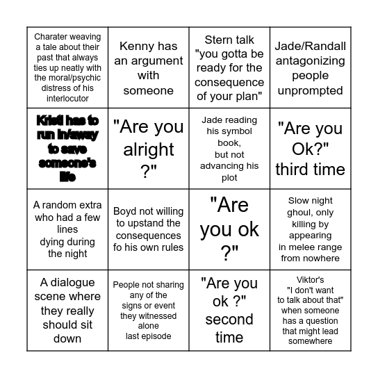 Any From Episode's Bingo Card