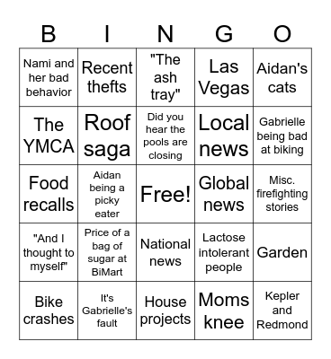 Grandma and grandpa bingo Card