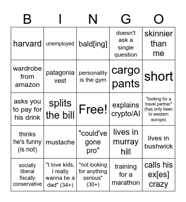 Dating in NYC Bingo Card