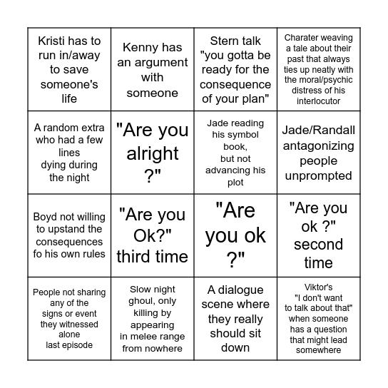 Any From Episode's Bingo Card