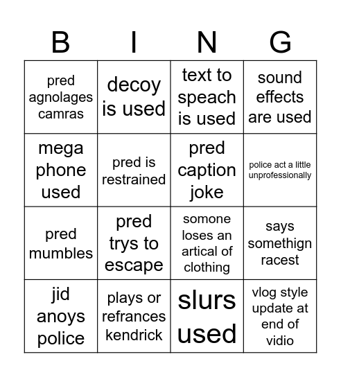 jidion bingo Card