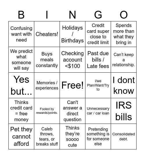 Hammer Bingo Card