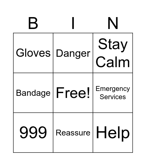 First Aid Bingo! Bingo Card