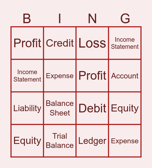 Accounting Terms BINGO Card
