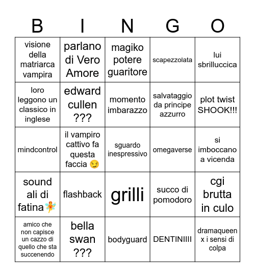 IL MIO SANGUE ORO Bingo Card