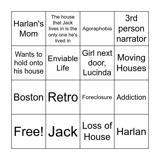 Town House Bingo Card