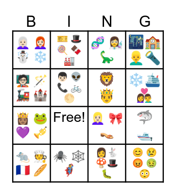 Movie Emoji Bingo Card