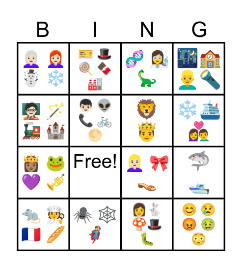 Movie Emoji Bingo Card