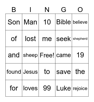 Luke 19:10 Bingo Card