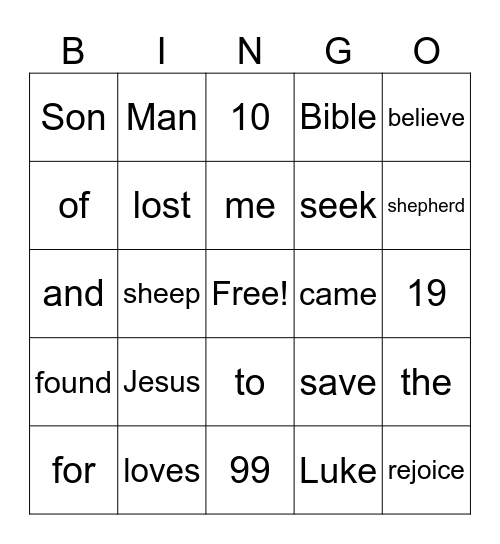 Luke 19:10 Bingo Card