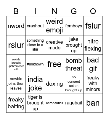 perseus Bingo Card