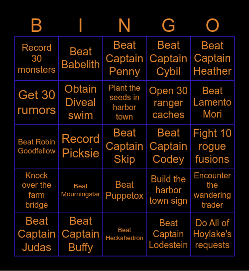 Cassette Beasts Bingo Card