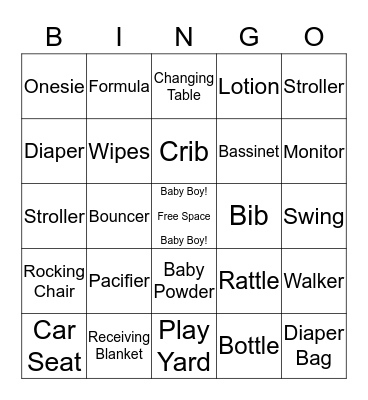 Baby Bingo Card