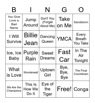 SINGO Bingo Card