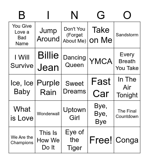 SINGO Bingo Card