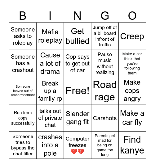 Greenville Bingo Card