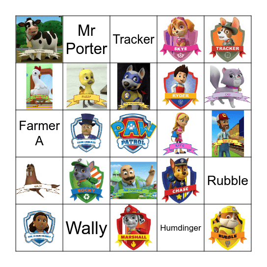 Paw Patrol Bingo Card