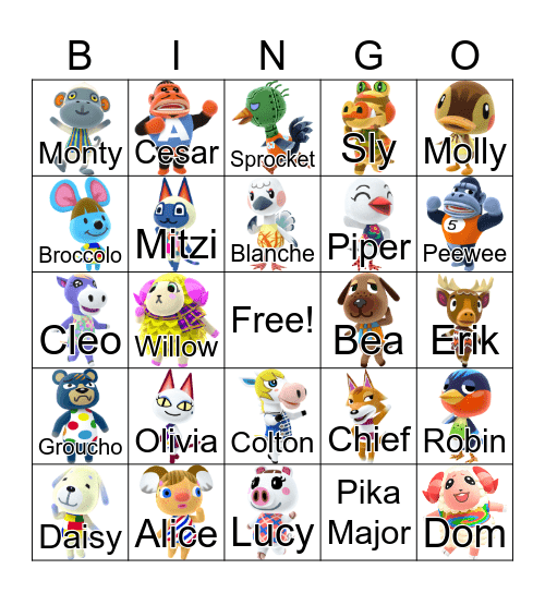 Animal Crossing Bingo Card