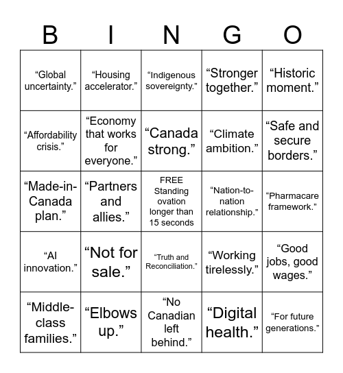 🔔 Throne-Speech BINGO — Royal Edition 👑 Bingo Card