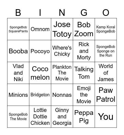 Kids & Movies 🎥🎬 Bingo Card