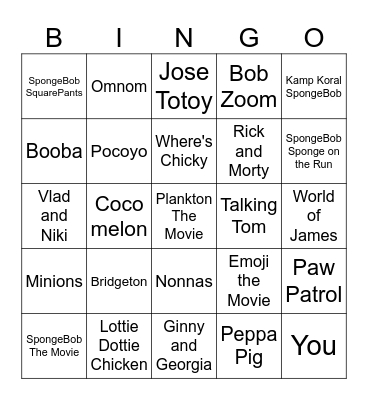 Kids & Movies 🎥🎬 Bingo Card