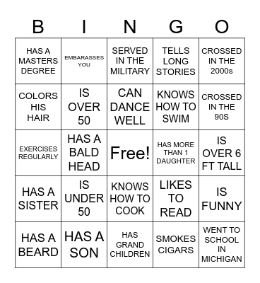 DAD BINGO Card