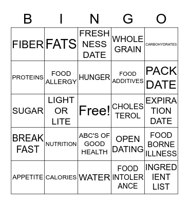 HEALTH - CHAPTER 5 Bingo Card