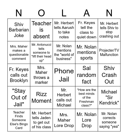 haiuschiaujsgcikaus Bingo Card