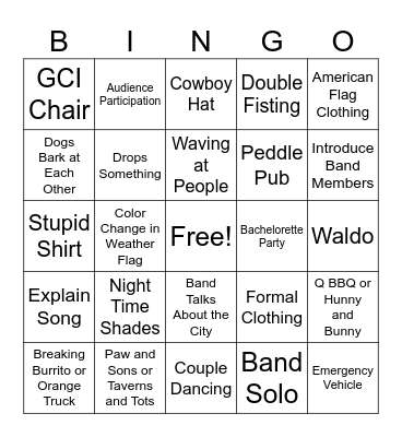 Bingo at the Levitt Bingo Card