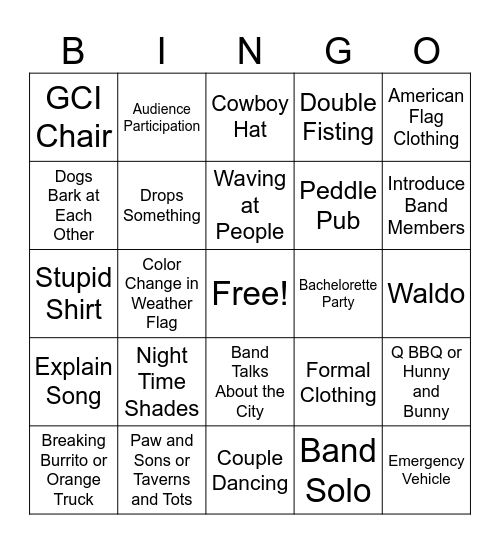 Bingo at the Levitt Bingo Card
