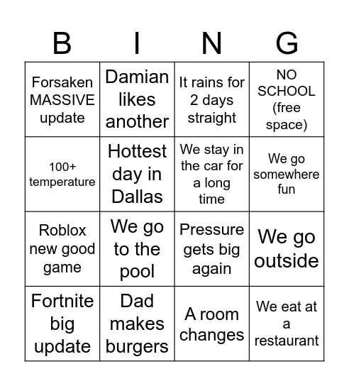 Untitled Bingo Card